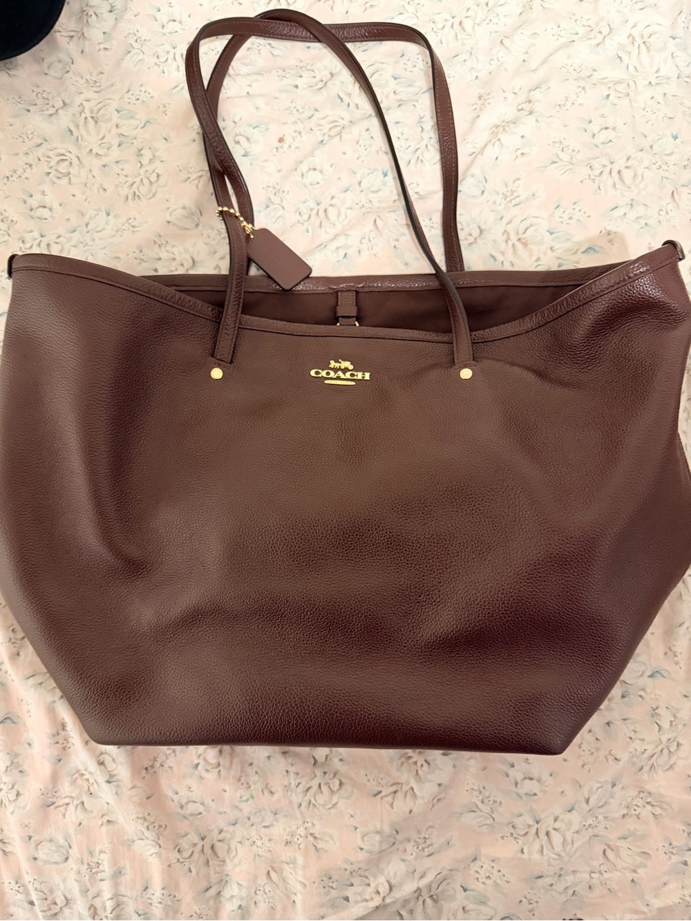 Classic Coach Purple Brown Leather Women’s Tote Bag